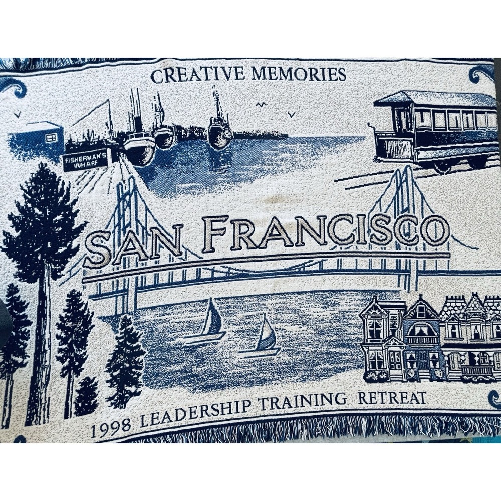 Creative Memories San Francisco Fringe Throw Blanket Vintage‎ Retreat  67"x43"
